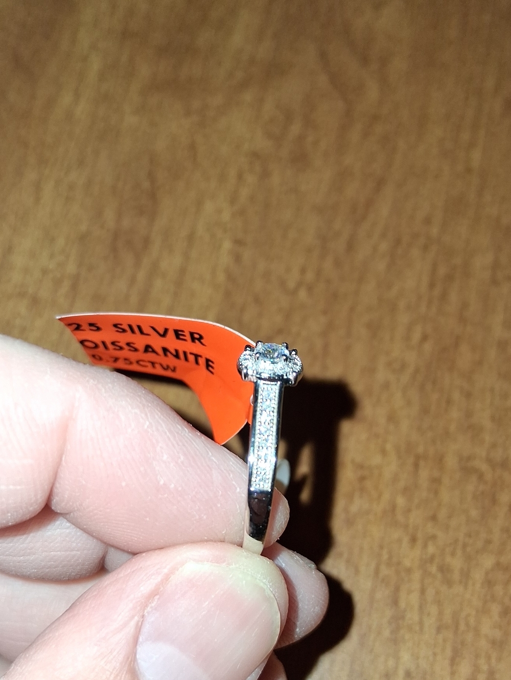 Women's Sterling Silver And Moissanite Halo Engagement Ring And Free Charm - Picture 3 of 7